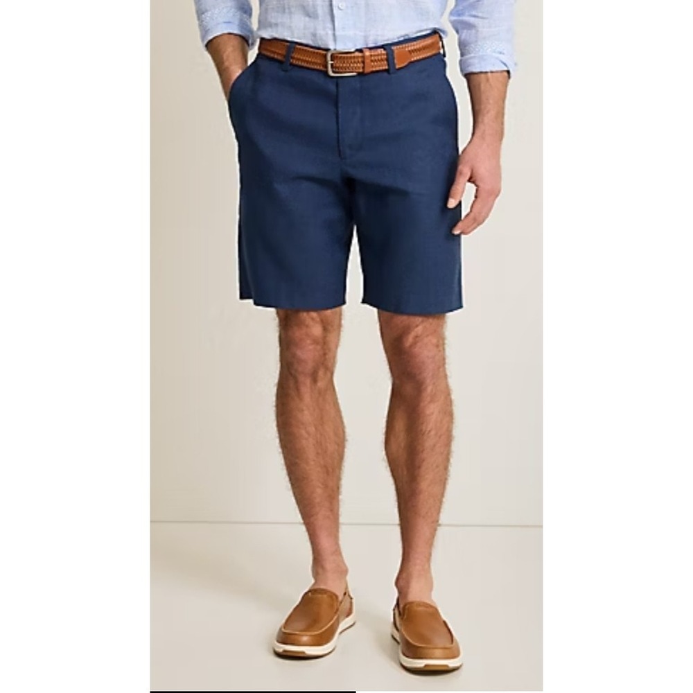 Tommy Bahama Navy Larigo Shorts Linen Blend 44x10 EUC!!